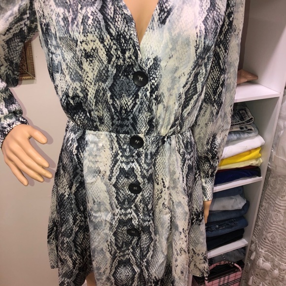 Zara Snake Skin Animal Print Silk Mini Dress - Picture 5 of 9